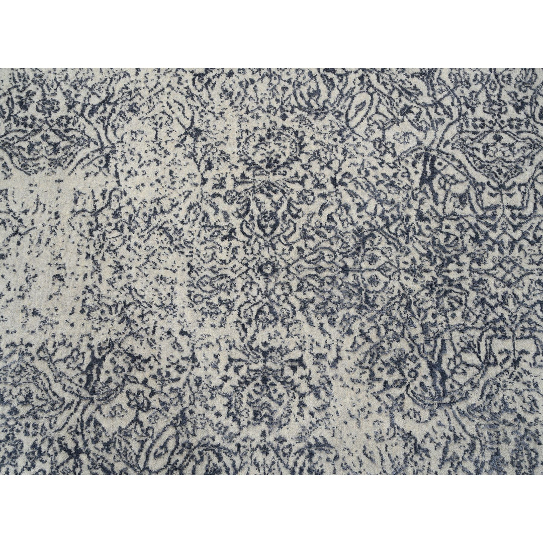 8'0" x 10'1" New Hand Loomed Grey Wool & Art Silk Rectangle Oriental Rug - MOA10263255