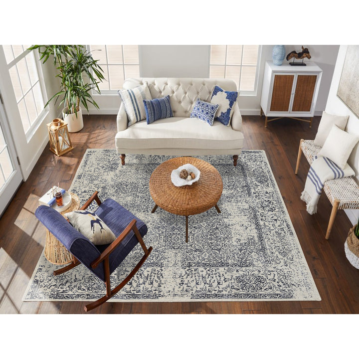 8'0" x 8'0" New Hand Loomed Grey Wool & Art Silk Square Oriental Rug - MOA10263257