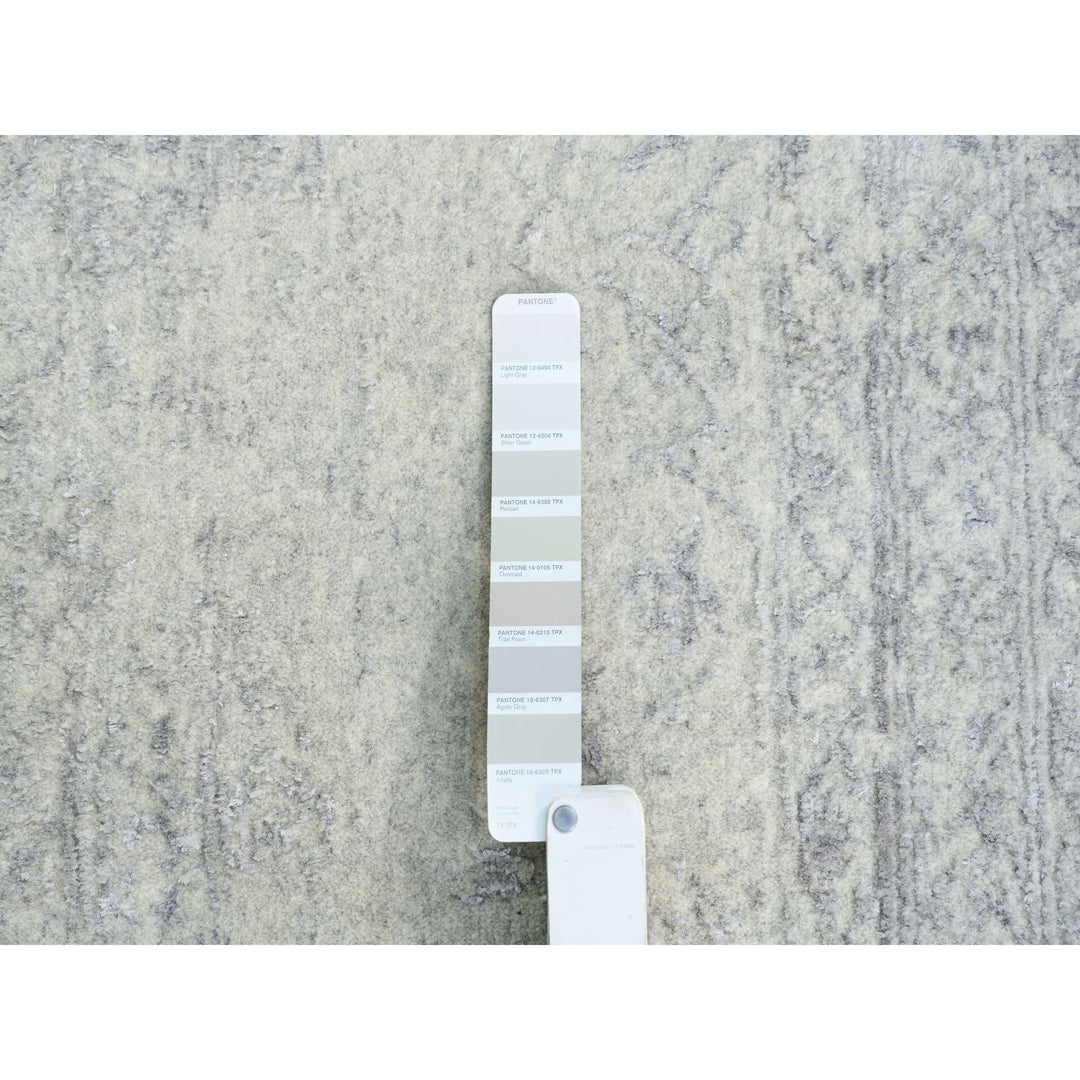 8'0" x 10'1" New Hand Loomed Beige Wool & Silk Rectangle Oriental Rug - MOA10263479