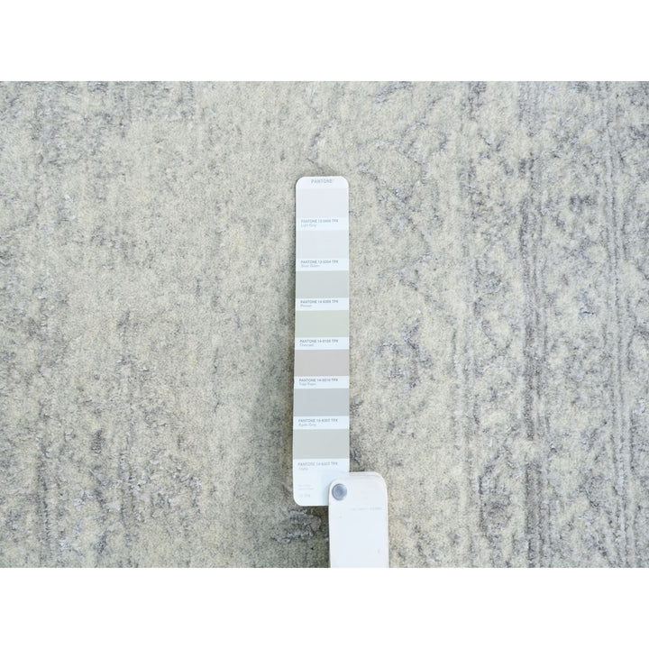 8'0" x 10'1" New Hand Loomed Beige Wool & Silk Rectangle Oriental Rug - MOA10263479