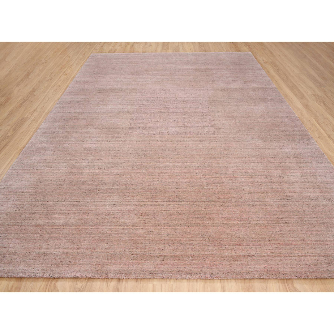9'3" x 12'0" New Hand Loomed Pink Wool Rectangle Oriental Rug - MOA10263484