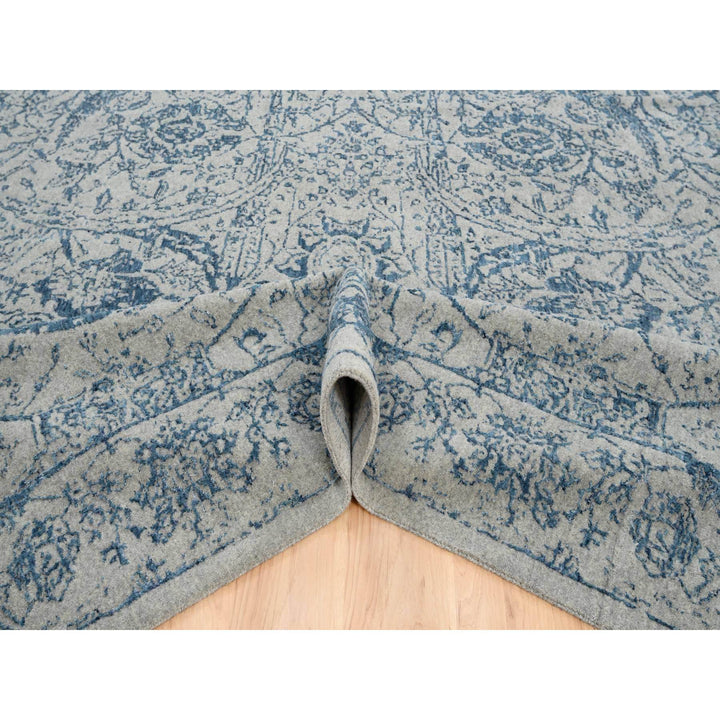 10'0" x 14'0" New Hand Loomed Blue Wool & Silk Rectangle Oriental Rug - MOA10263508