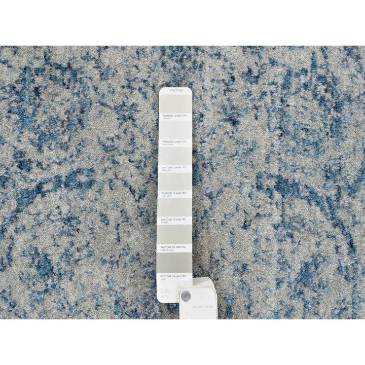 2'7" x 8'1" New Hand Loomed Blue Wool & Silk Runner Oriental Rug - MOA10263513