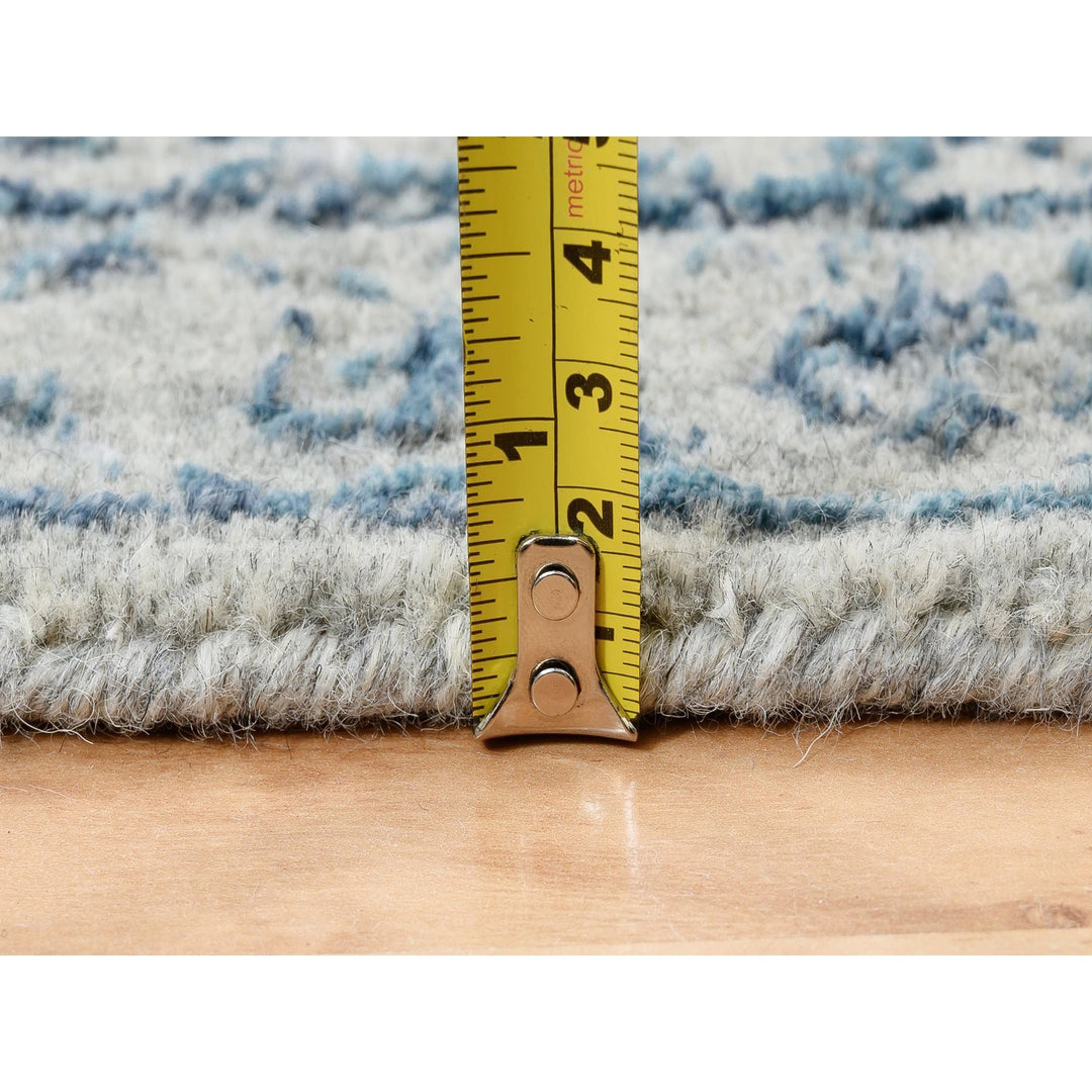 2'7" x 8'1" New Hand Loomed Blue Wool & Silk Runner Oriental Rug - MOA10263513