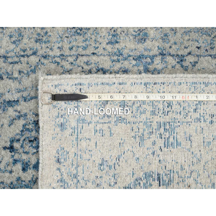 2'7" x 8'1" New Hand Loomed Blue Wool & Silk Runner Oriental Rug - MOA10263513