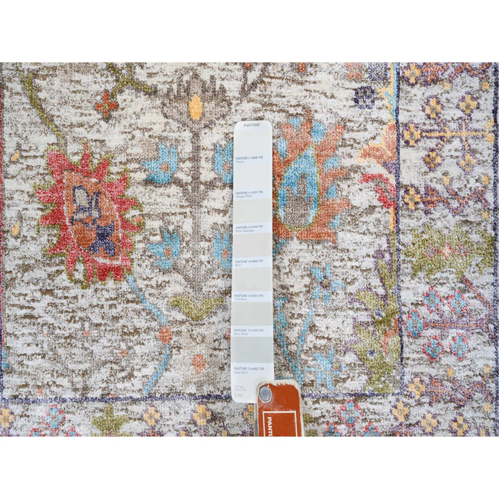 2'3" x 3'2" New Hand Knotted Beige Wool & Silk Rectangle Oriental Rug - MOA10263743