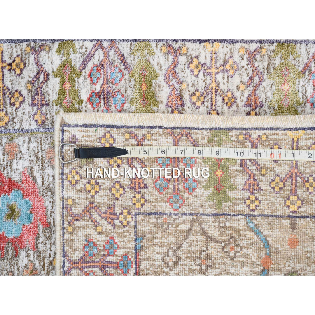 2'3" x 3'2" New Hand Knotted Beige Wool & Silk Rectangle Oriental Rug - MOA10263743