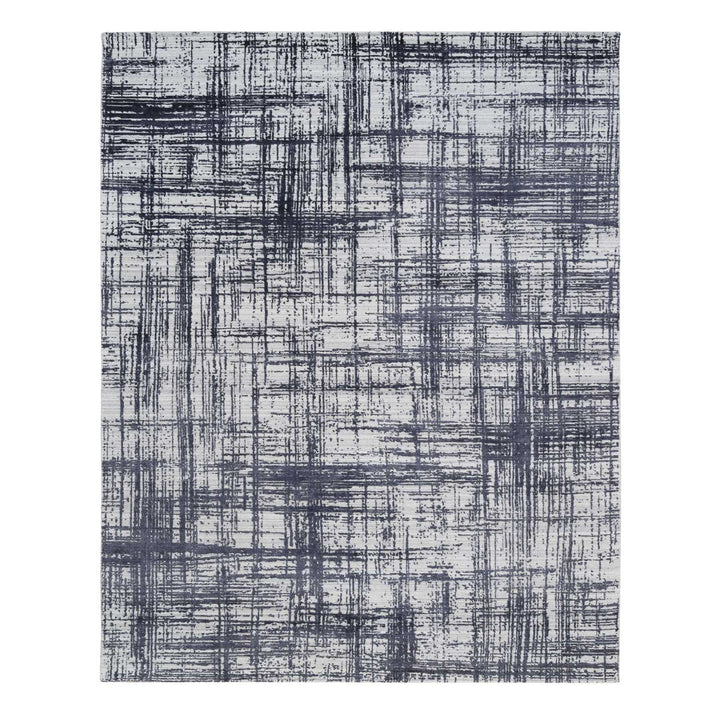 7'10" x 10'0" New Hand Loomed Black Wool & Silk Rectangle Oriental Rug - MOA10263788