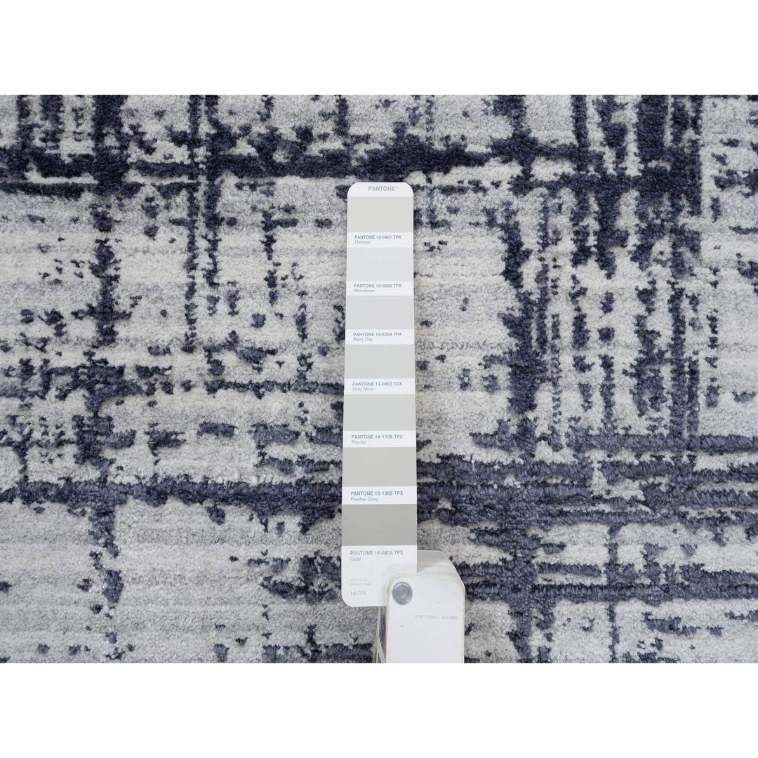 7'10" x 10'0" New Hand Loomed Black Wool & Silk Rectangle Oriental Rug - MOA10263788