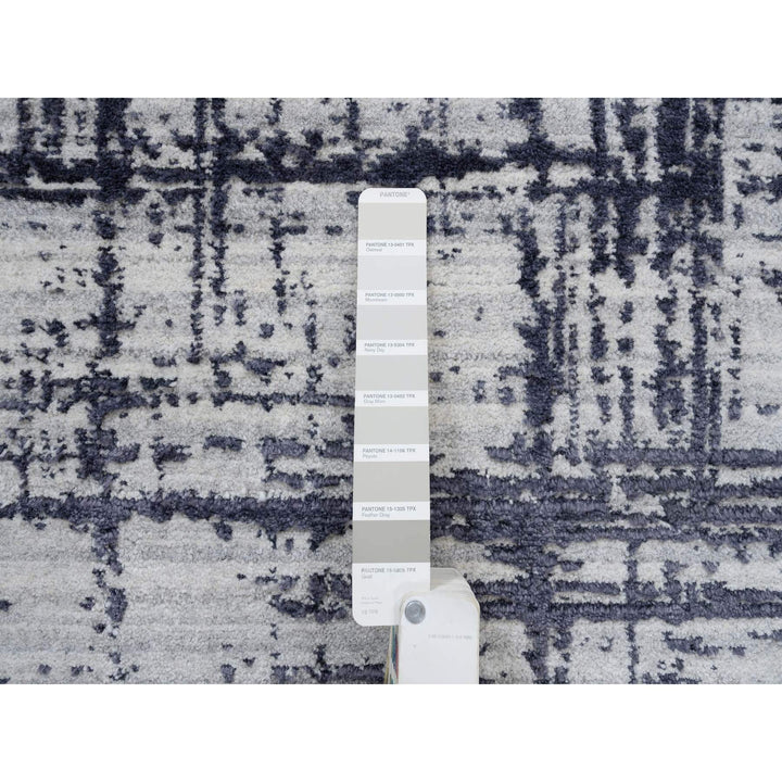 7'10" x 10'0" New Hand Loomed Black Wool & Silk Rectangle Oriental Rug - MOA10263788