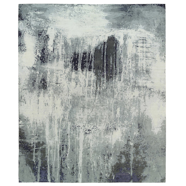 12'1" x 15'0" New Hand Knotted Black Wool & Silk Rectangle Oriental Rug - MOA10263809