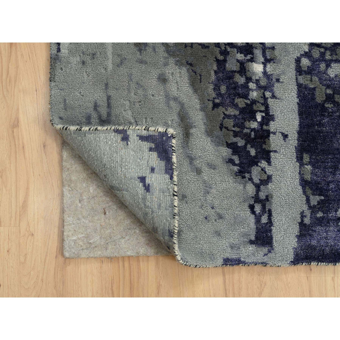 12'1" x 15'0" New Hand Knotted Black Wool & Silk Rectangle Oriental Rug - MOA10263809