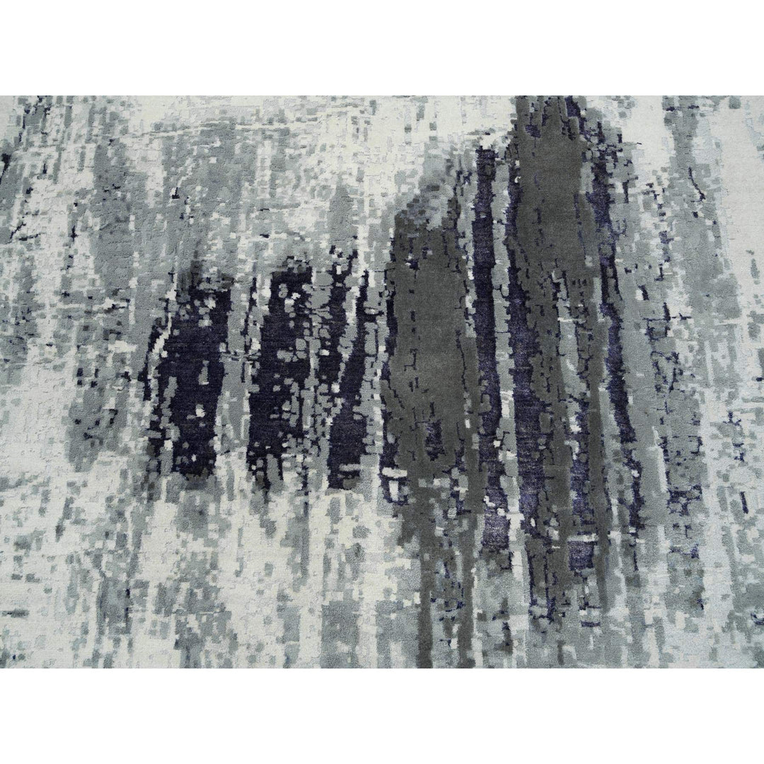 12'1" x 15'0" New Hand Knotted Black Wool & Silk Rectangle Oriental Rug - MOA10263809