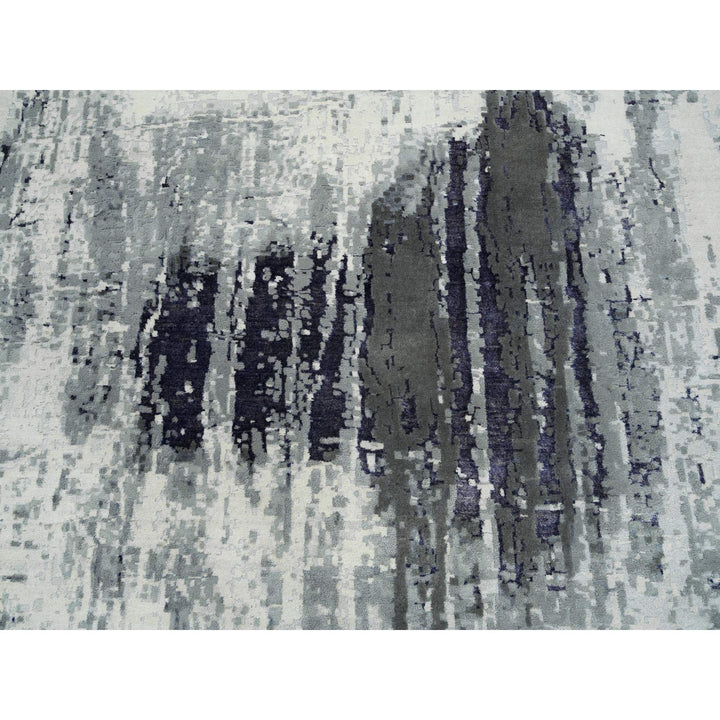 12'1" x 15'0" New Hand Knotted Black Wool & Silk Rectangle Oriental Rug - MOA10263809