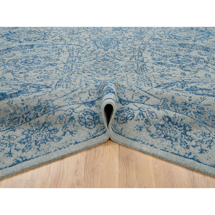 11'10" x 12'0" New Hand Loomed Blue Wool & Silk Square Oriental Rug - MOA10263822