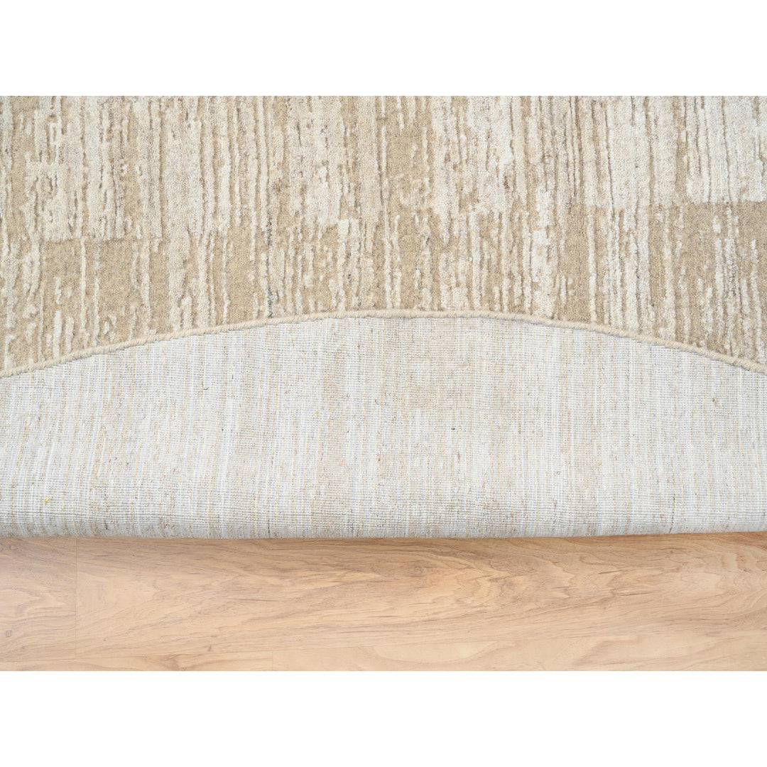 10'0" x 10'0" New Hand Loomed Beige Wool Round Oriental Rug - MOA10264308