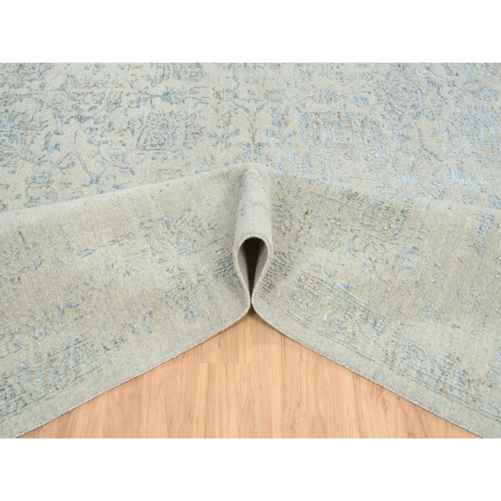 12'0" x 17'10" New Hand Loomed Blue Wool Rectangle Oriental Rug - MOA10264545