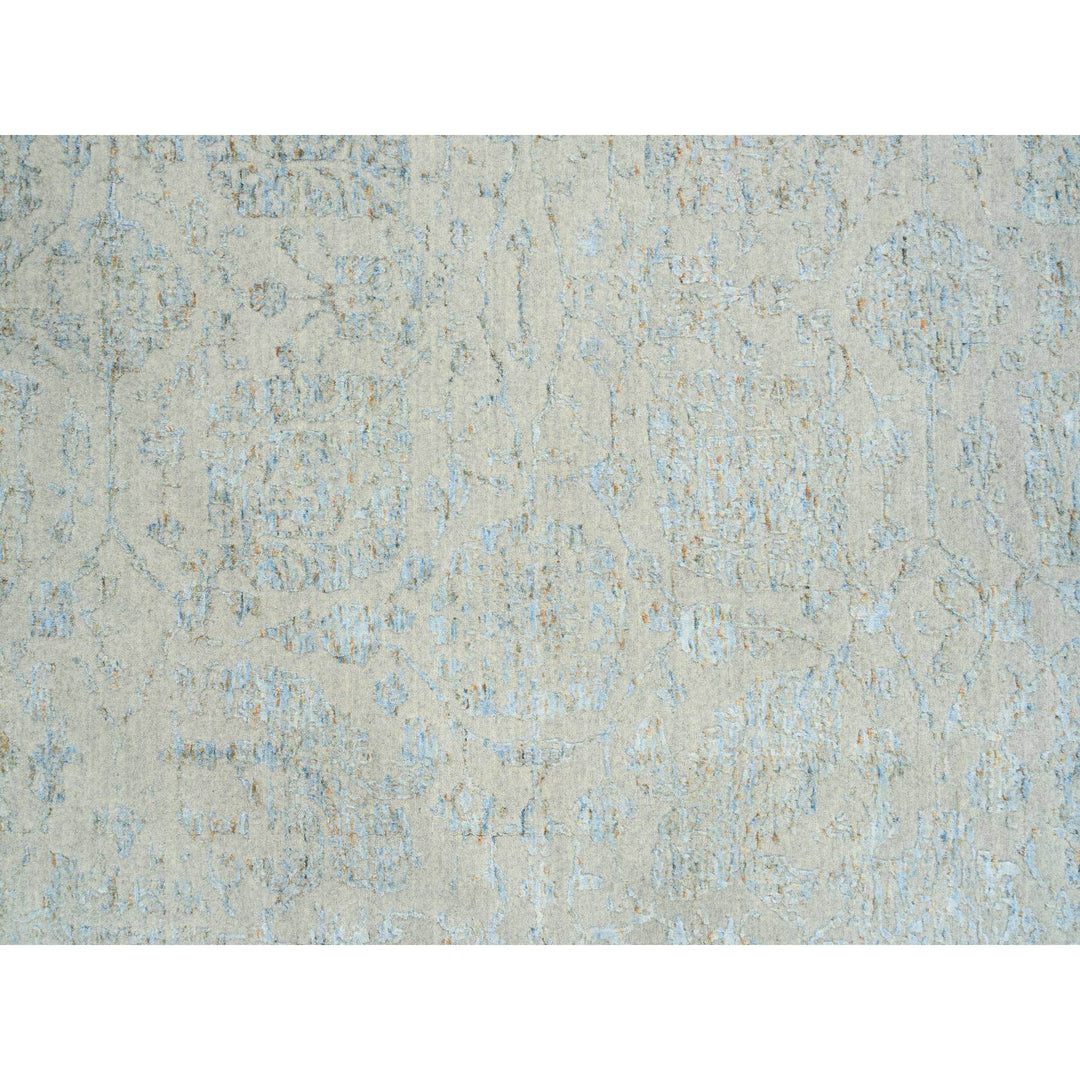 12'0" x 17'10" New Hand Loomed Blue Wool Rectangle Oriental Rug - MOA10264545