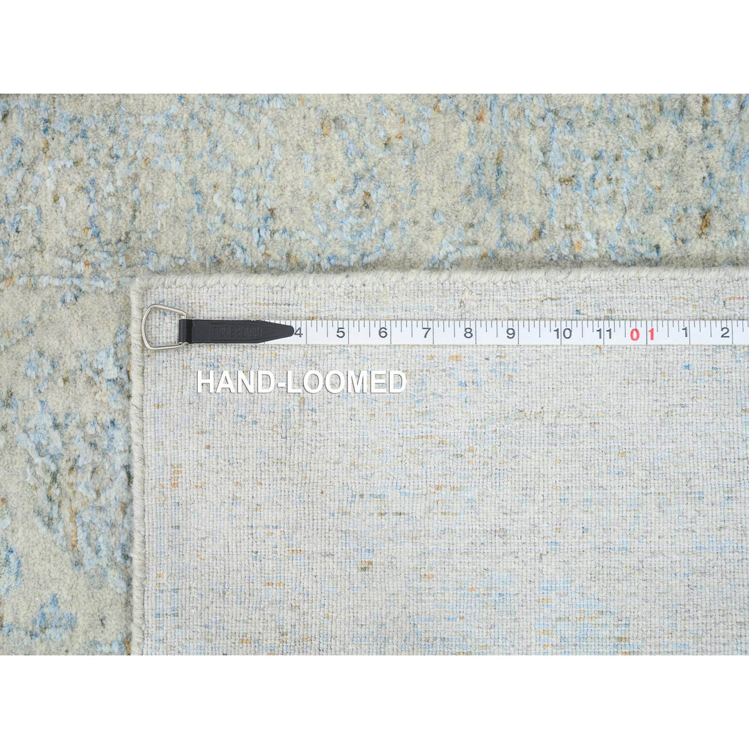 2'7" x 12'0" New Hand Loomed Blue Wool & Silk Runner Oriental Rug - MOA10264552