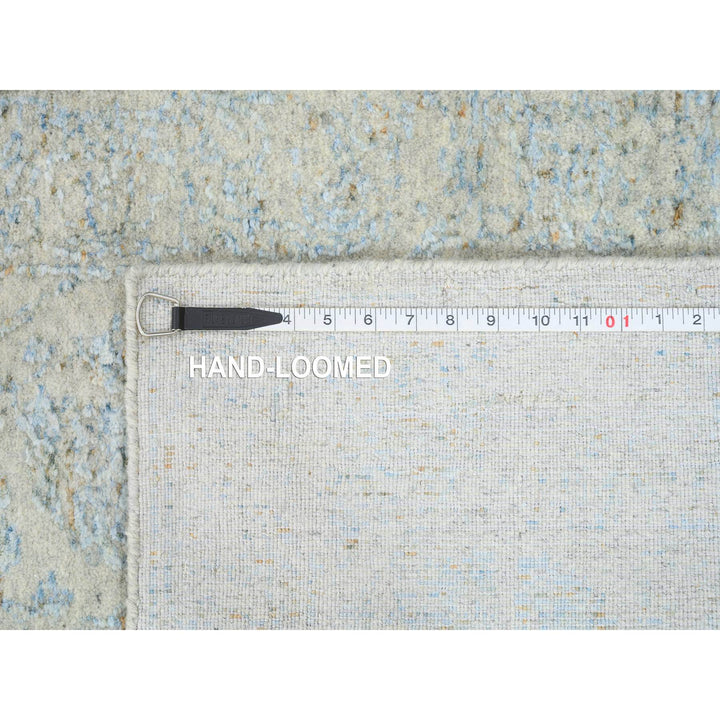 2'7" x 12'0" New Hand Loomed Blue Wool & Silk Runner Oriental Rug - MOA10264552