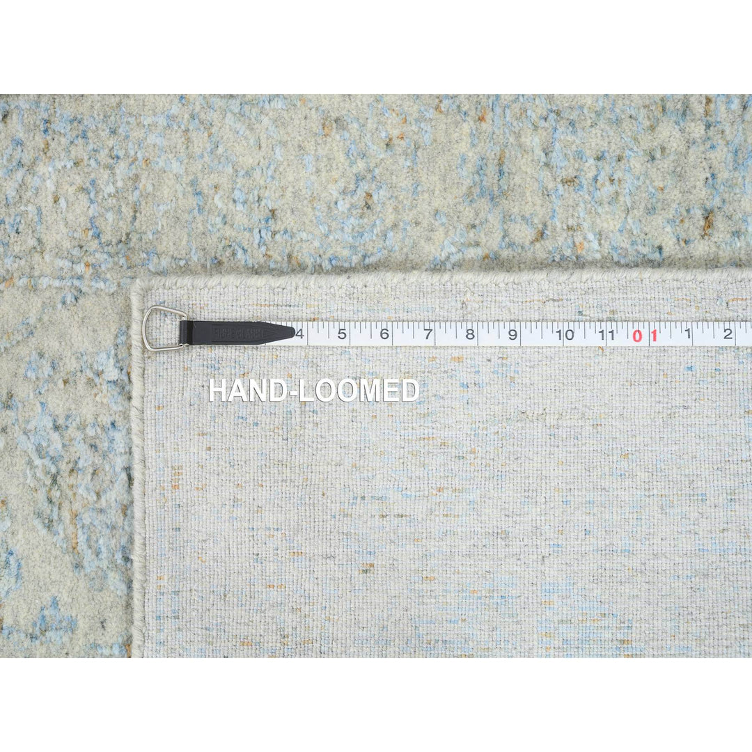 2'6" x 12'0" New Hand Loomed Blue Wool & Silk Runner Oriental Rug - MOA10264555