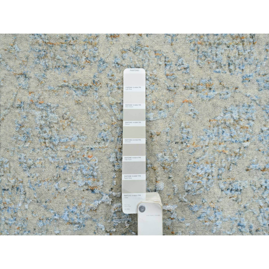 2'8" x 10'0" New Hand Loomed Blue Wool & Silk Runner Oriental Rug - MOA10264556