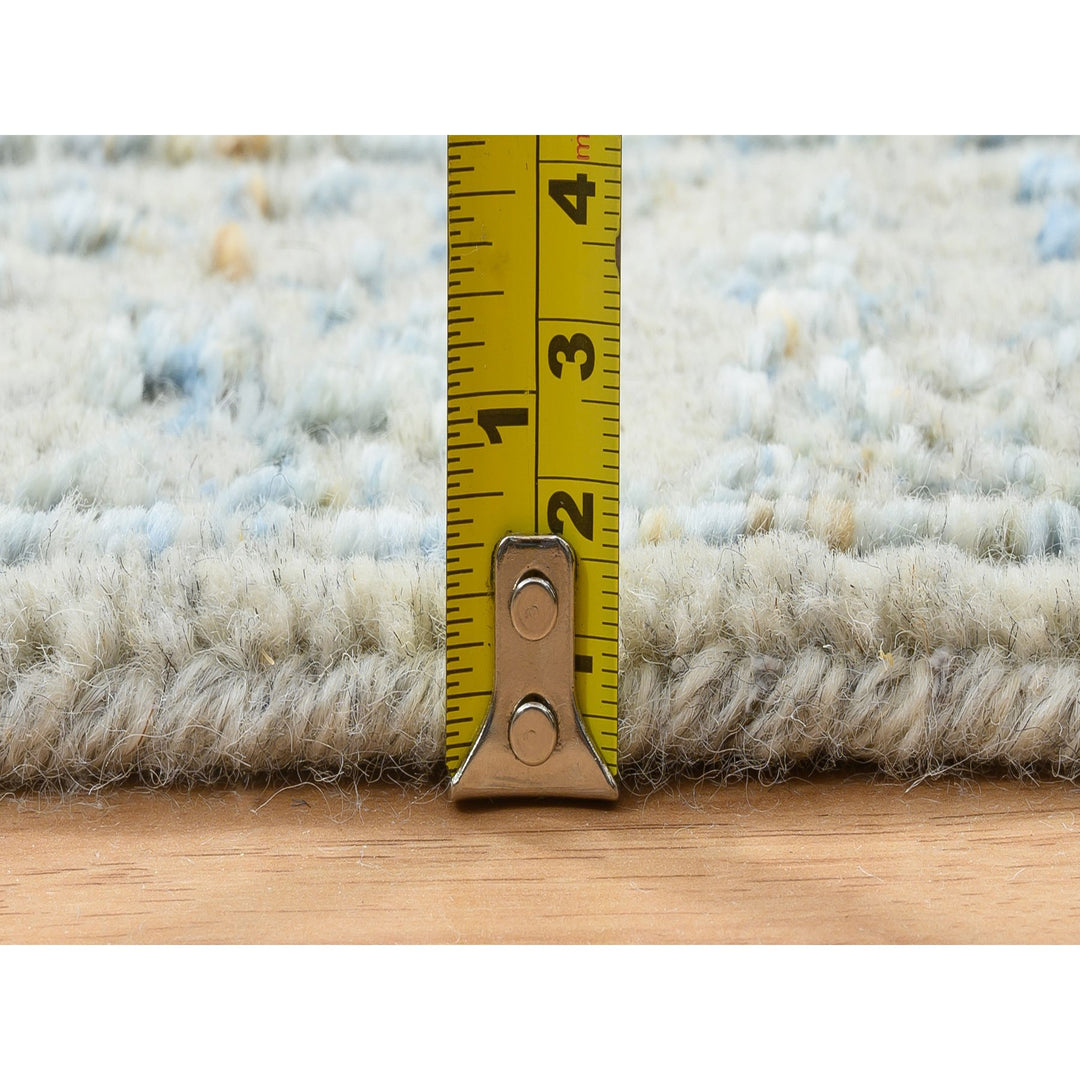 2'8" x 10'0" New Hand Loomed Blue Wool & Silk Runner Oriental Rug - MOA10264556