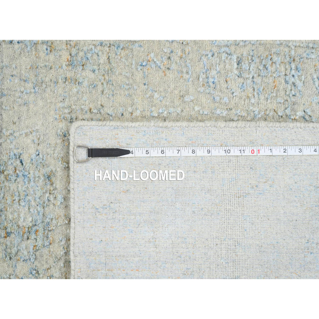 2'8" x 10'0" New Hand Loomed Blue Wool & Silk Runner Oriental Rug - MOA10264556