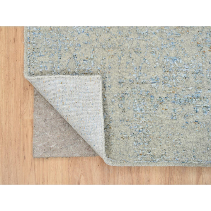 2'6" x 8'0" New Hand Loomed Blue Wool & Silk Runner Oriental Rug - MOA10264558