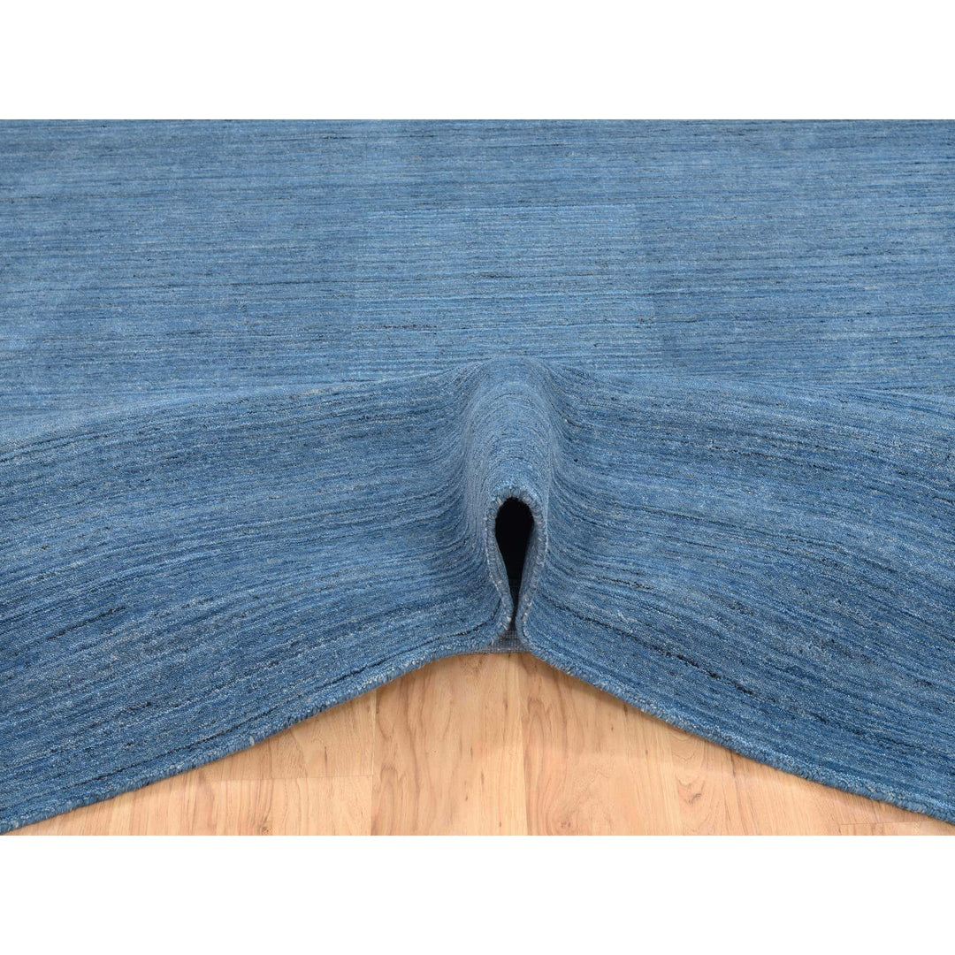 9'0" x 11'10" New Hand Loomed Blue Wool Rectangle Oriental Rug - MOA10264573