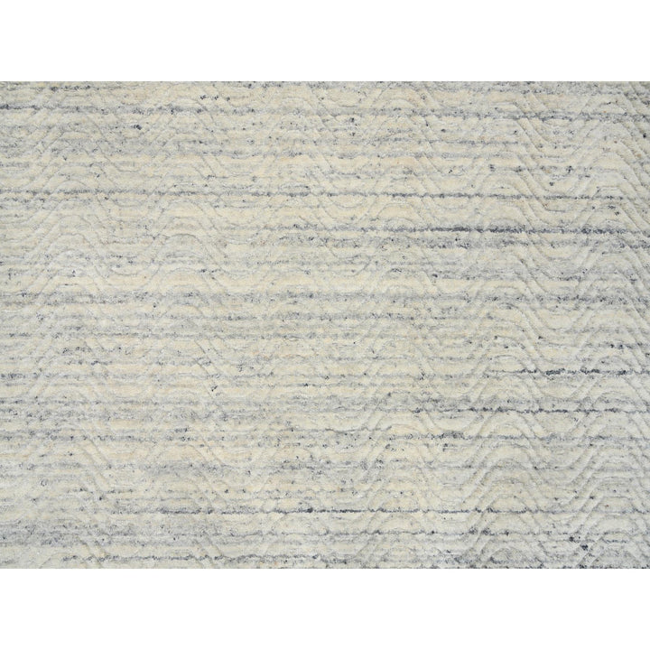 6'1" x 9'0" New Hand Loomed Beige Wool Rectangle Oriental Rug - MOA10264590