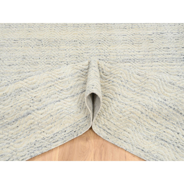 5'10" x 9'0" New Hand Loomed Beige Wool Rectangle Oriental Rug - MOA10264606