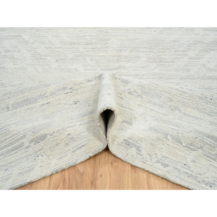 14'1" x 18'0" New Hand Knotted Grey Wool Rectangle Oriental Rug - MOA10264709