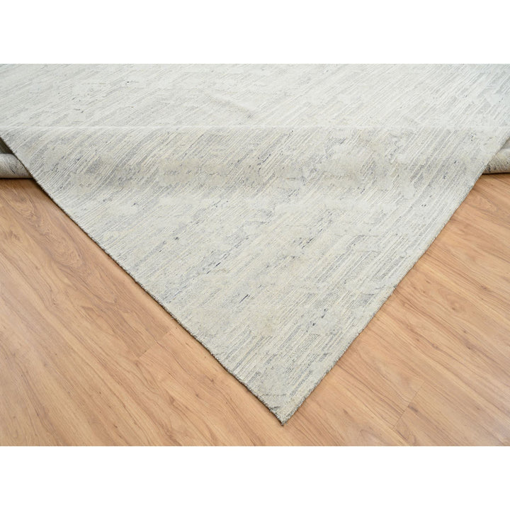 14'1" x 18'0" New Hand Knotted Grey Wool Rectangle Oriental Rug - MOA10264709