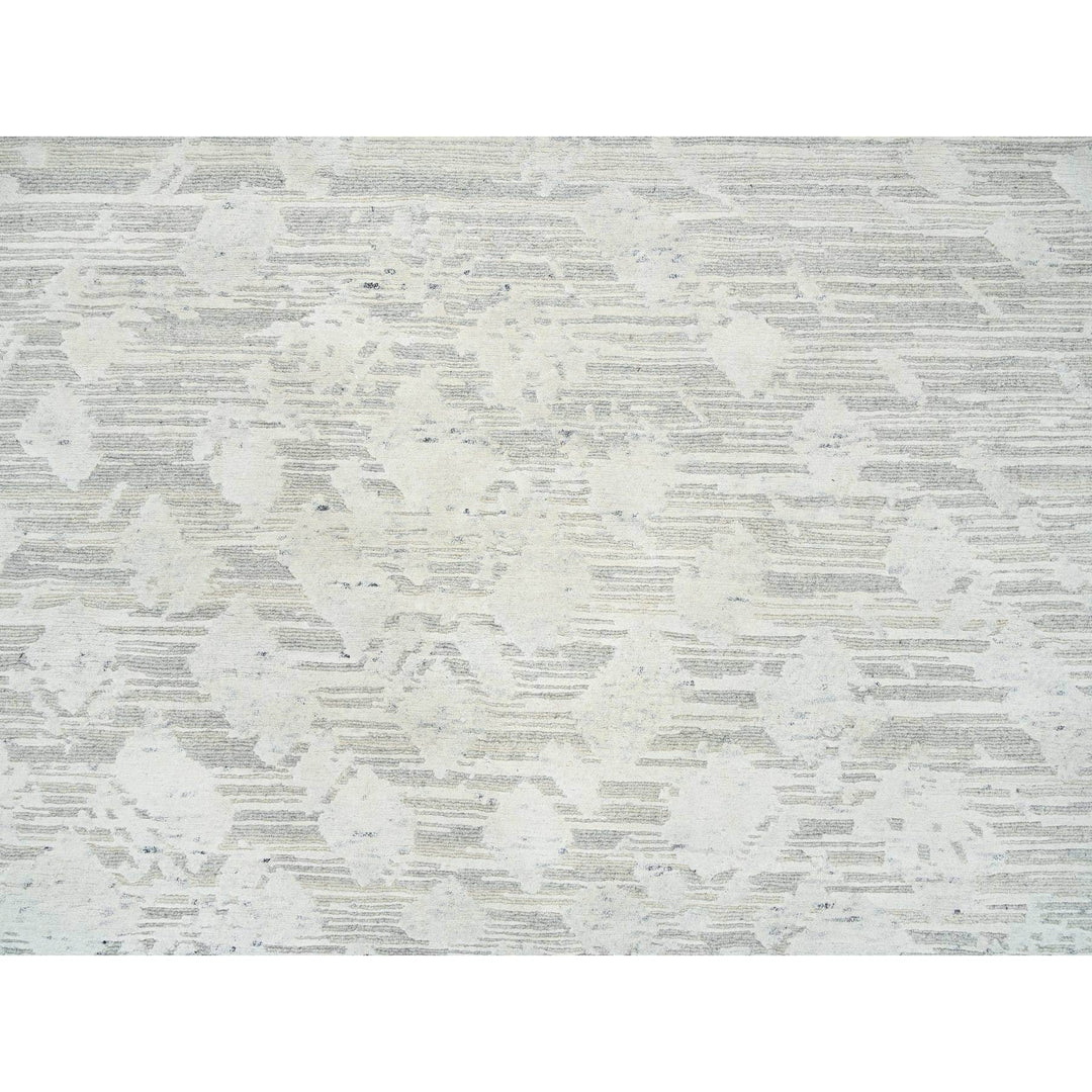 14'1" x 18'0" New Hand Knotted Grey Wool Rectangle Oriental Rug - MOA10264709