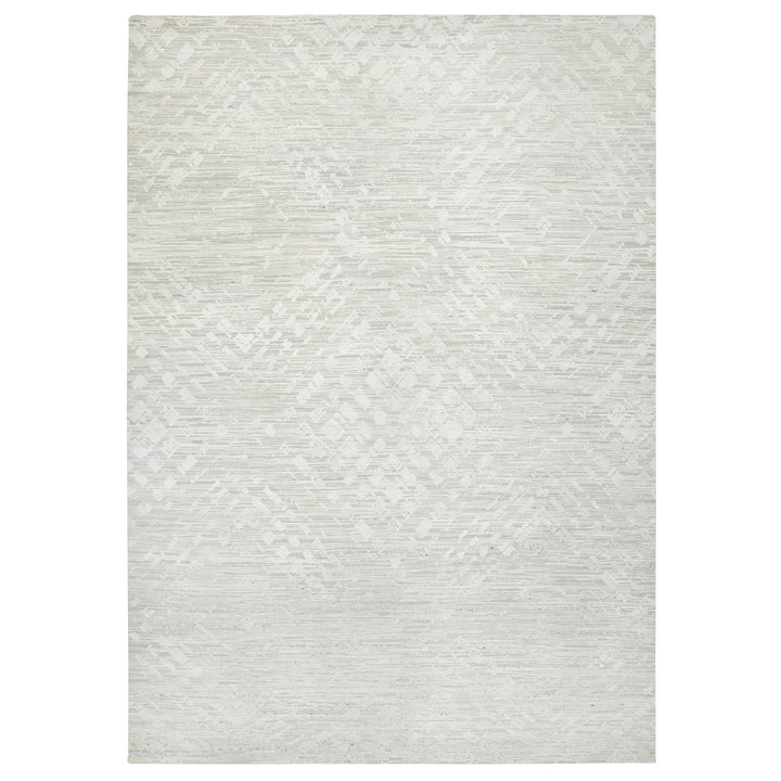 14'0" x 19'9" New Hand Knotted Grey Wool Rectangle Oriental Rug - MOA10264712