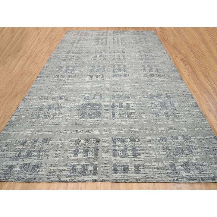 13'10" x 20'2" New Hand Knotted Grey Wool Rectangle Oriental Rug - MOA10264715