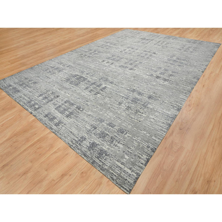 13'10" x 20'2" New Hand Knotted Grey Wool Rectangle Oriental Rug - MOA10264715