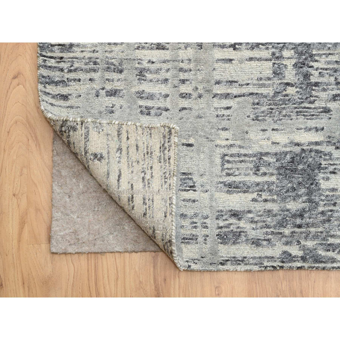 13'10" x 20'2" New Hand Knotted Grey Wool Rectangle Oriental Rug - MOA10264715