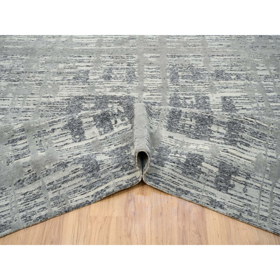 13'10" x 20'2" New Hand Knotted Grey Wool Rectangle Oriental Rug - MOA10264715