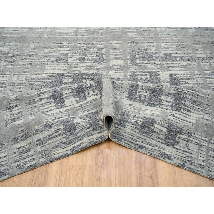 13'10" x 20'2" New Hand Knotted Grey Wool Rectangle Oriental Rug - MOA10264715