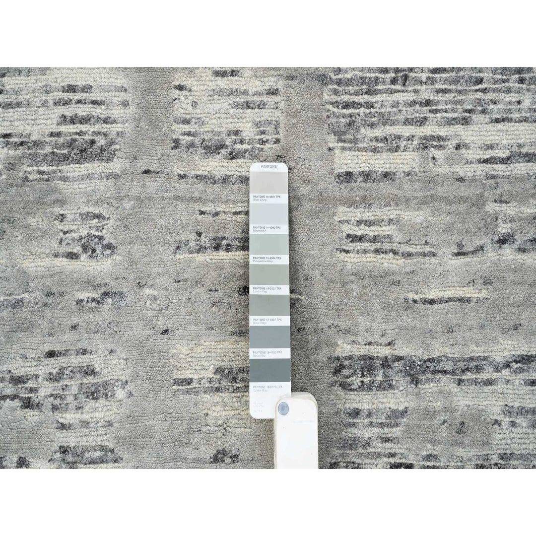 13'10" x 20'2" New Hand Knotted Grey Wool Rectangle Oriental Rug - MOA10264715