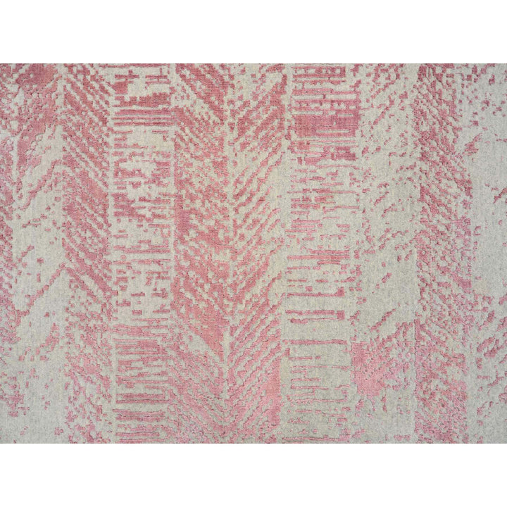 11'10" x 17'10" New Hand Loomed Pink Wool & Art Silk Rectangle Oriental Rug - MOA10264836