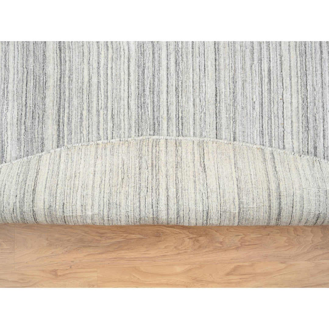 9'9" x 9'9" New Hand Loomed Grey Wool Round Oriental Rug - MOA10264980