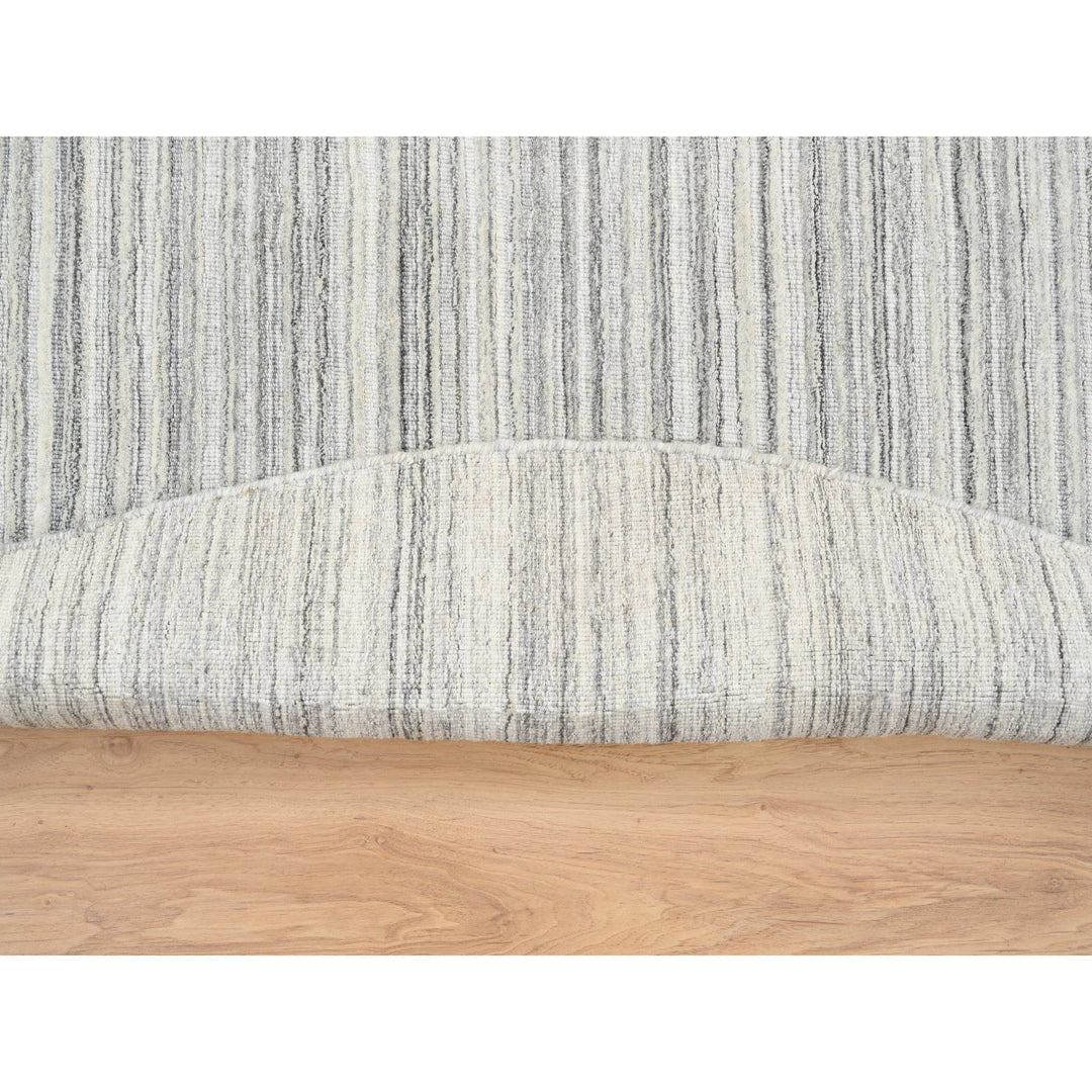 8'0" x 8'0" New Hand Loomed Grey Wool Round Oriental Rug - MOA10264982