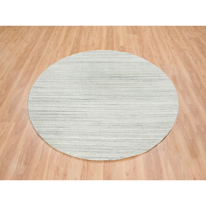 6'1" x 6'1" New Hand Loomed Ivory Wool Round Oriental Rug - MOA10265013