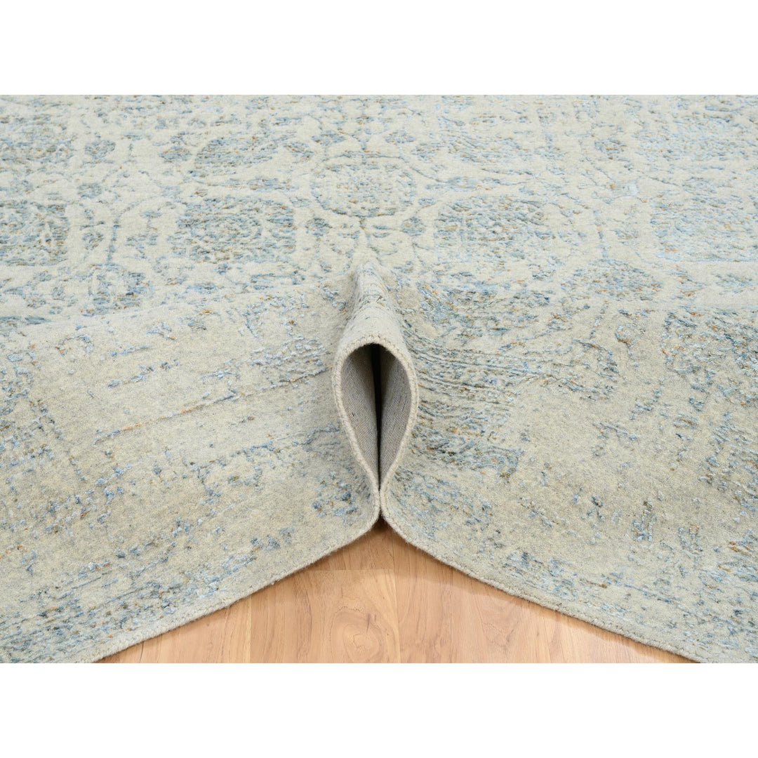 8'1" x 10'0" New Hand Loomed Grey Wool & Silk Rectangle Oriental Rug - MOA10265034