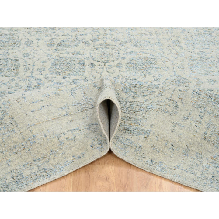 8'1" x 10'0" New Hand Loomed Grey Wool & Silk Rectangle Oriental Rug - MOA10265034