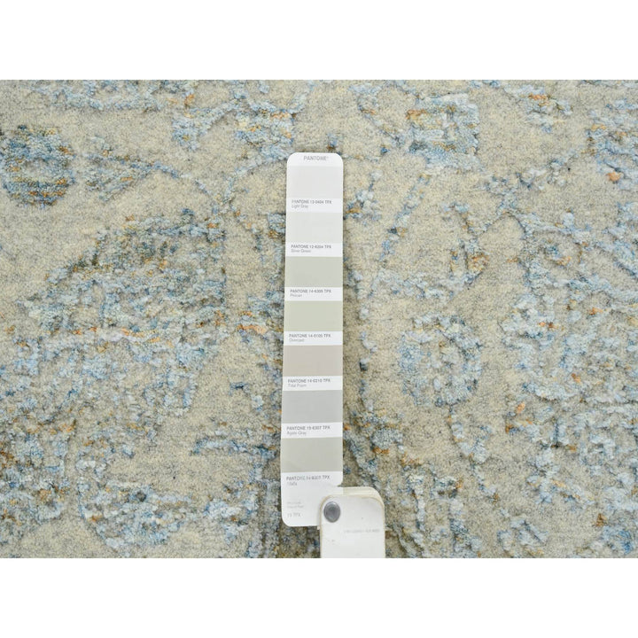 8'1" x 10'0" New Hand Loomed Grey Wool & Silk Rectangle Oriental Rug - MOA10265034