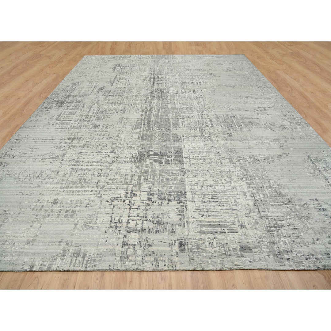 14'0" x 20'0" New Hand Knotted Grey Wool Rectangle Oriental Rug - MOA10265164